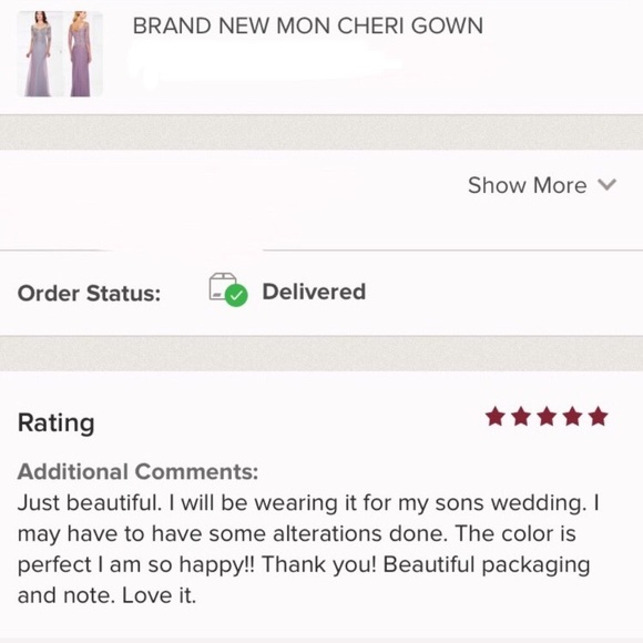 Mon Cheri off the shoulder lace bodice 3/4 sleeves long gown - Picture 5 of 9